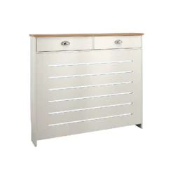 Barnford Medium Radiator Cover With Drawers In Cream & Oak Effect