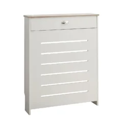 Barnford Small Radiator Cover With Drawer In Cream & Oak Effect