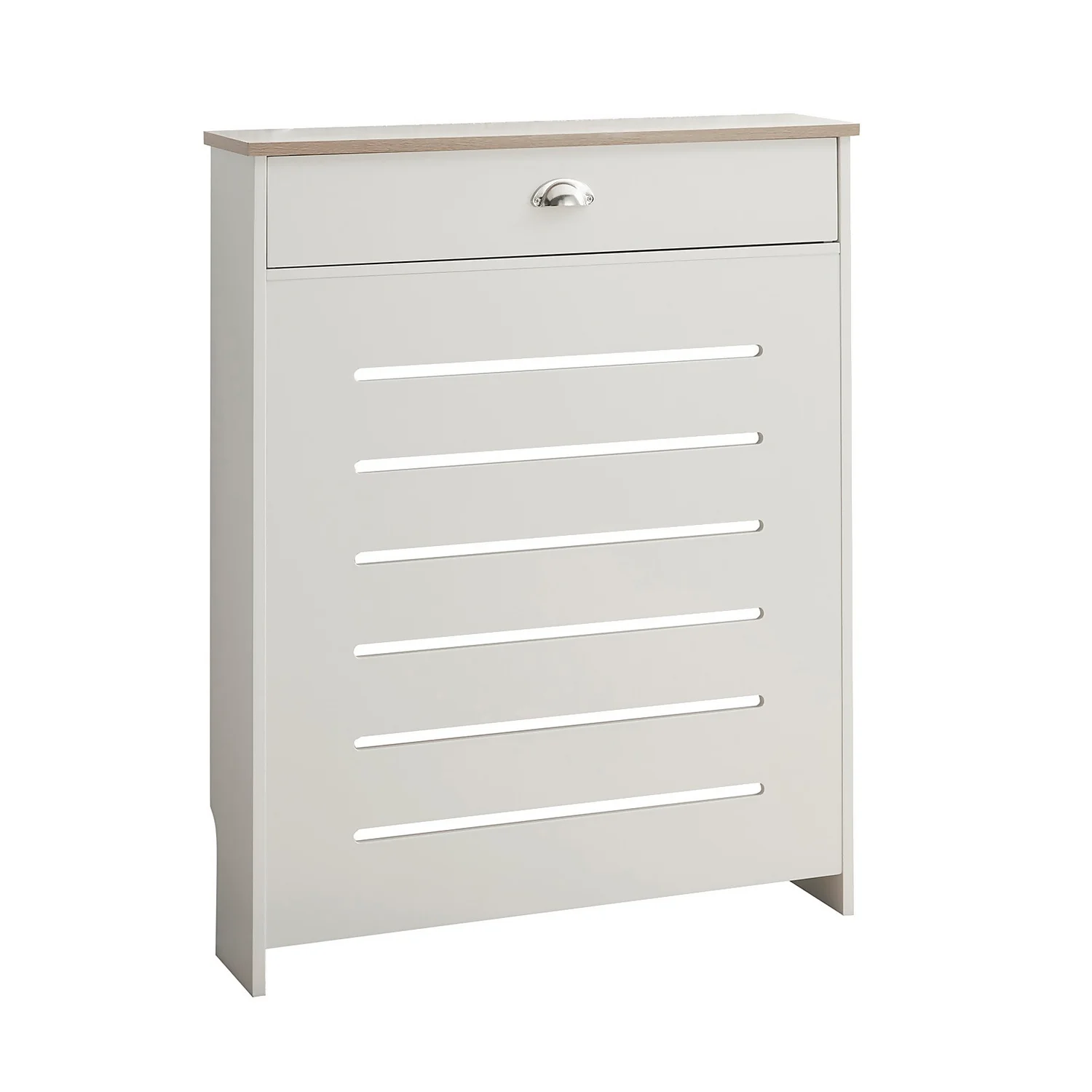 Barnford Small Radiator Cover With Drawer In Cream & Oak Effect 3 Barnford Small Radiator Cover With Drawer In Cream & Oak Effect