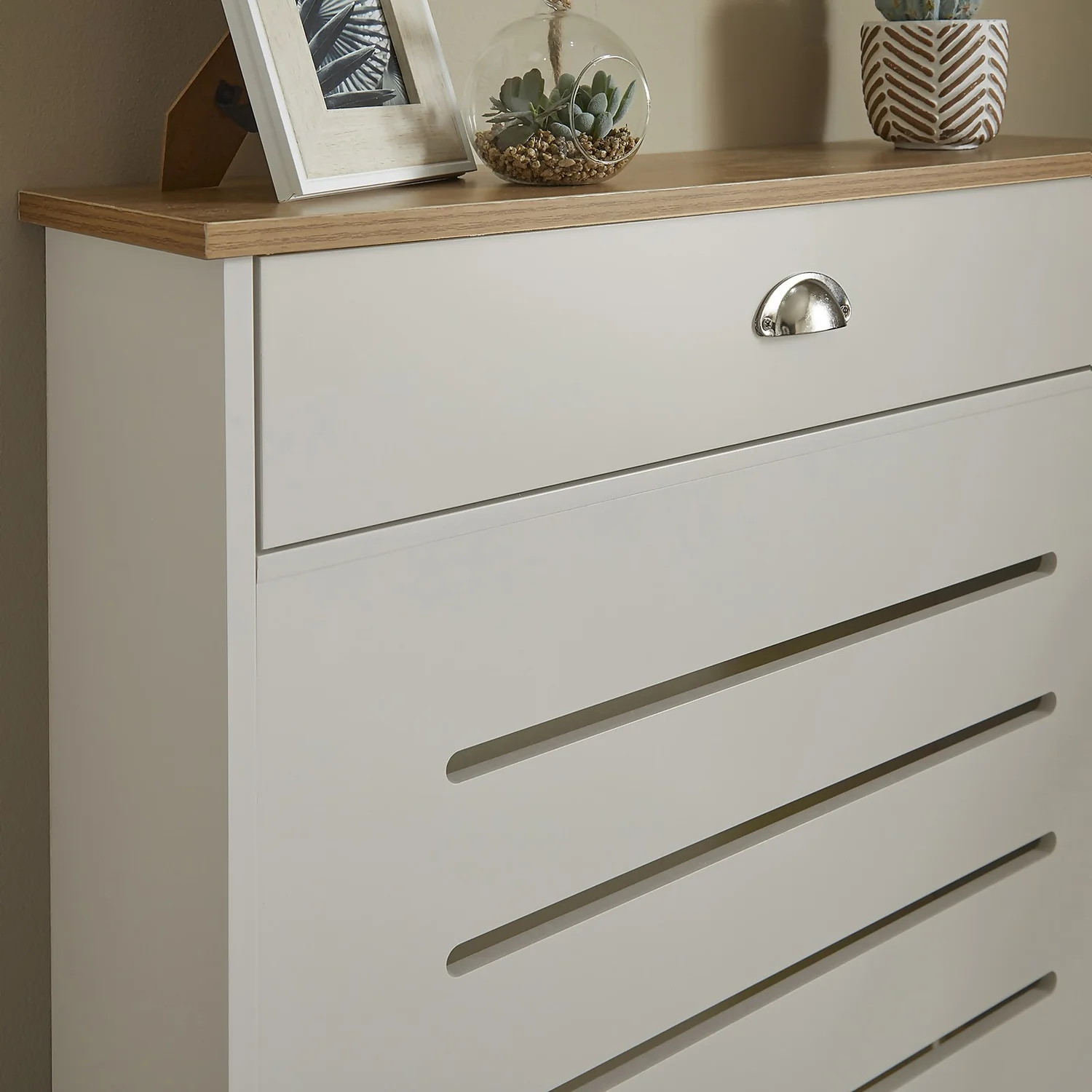 Barnford Small Radiator Cover With Drawer In Cream & Oak Effect 8 Barnford Small Radiator Cover With Drawer In Cream & Oak Effect - Image 6