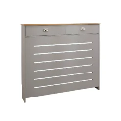 Barnford Medium Radiator Cover With Drawers In Grey & Oak Effect