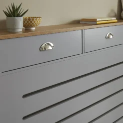 Barnford Large Radiator Cover With Drawers In Grey & Oak 15 Barnford Large Radiator Cover With Drawers In Grey & Oak -Triton None Store 13938571 1855032803287052