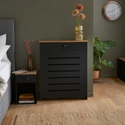 Barnford Small Radiator Cover With Drawer In Black & Oak Effect 12 Barnford Small Radiator Cover With Drawer In Black & Oak Effect -Triton None Store 13938572 1515032803132882
