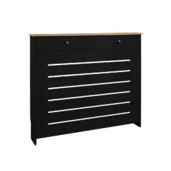 Barnford Medium Radiator Cover With Drawers In Black & Oak Effect