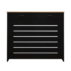 Barnford Medium Radiator Cover With Drawers In Black & Oak Effect -Triton None Store 13938573 1505032803205620