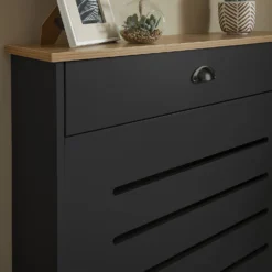 Barnford Large Radiator Cover With Drawers In Black & Oak Effect -Triton None Store 13938574 1595032803293691