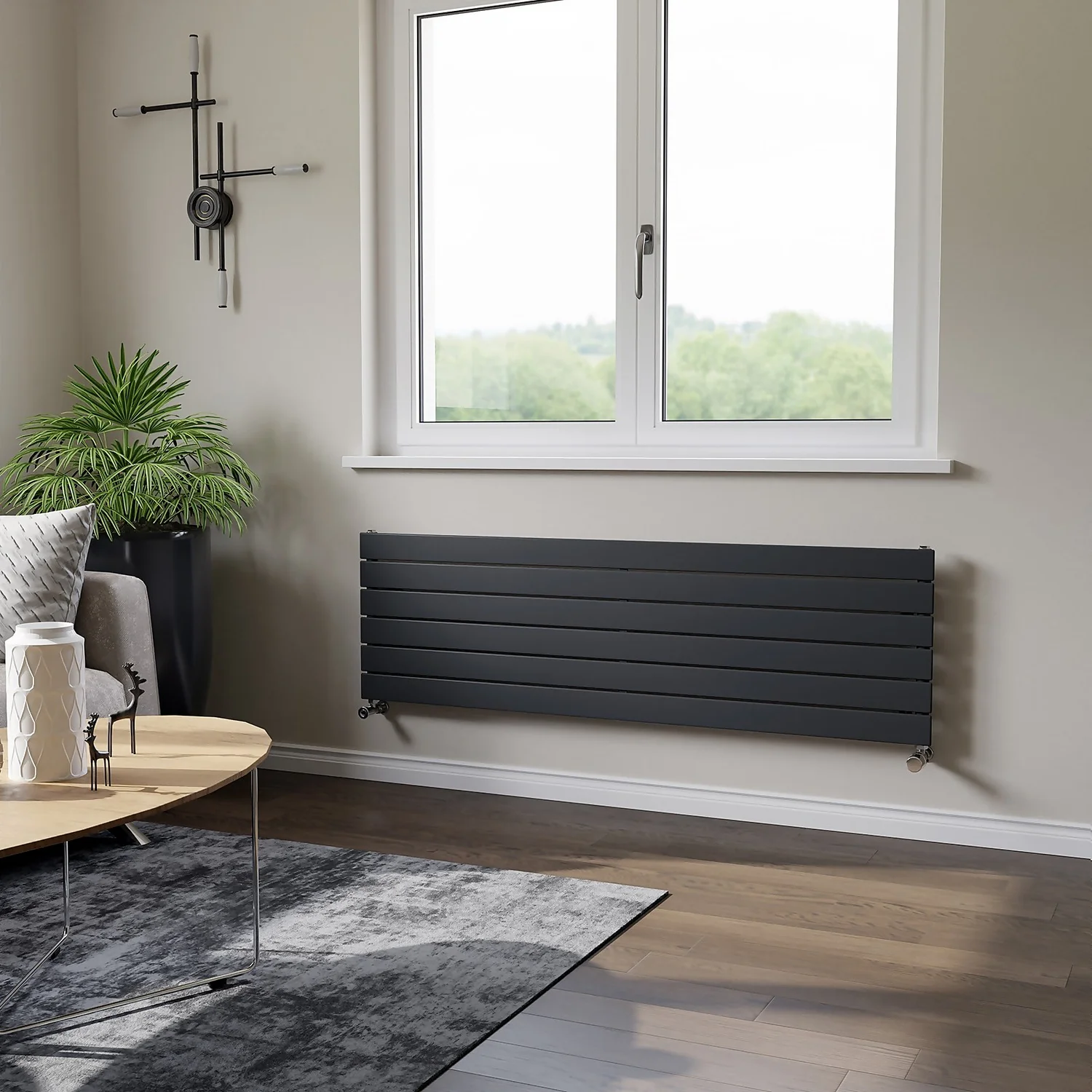 Thames Horizontal Designer Radiator 445x1500 Anthracite 4 Thames Horizontal Designer Radiator 445x1500 Anthracite - Image 2