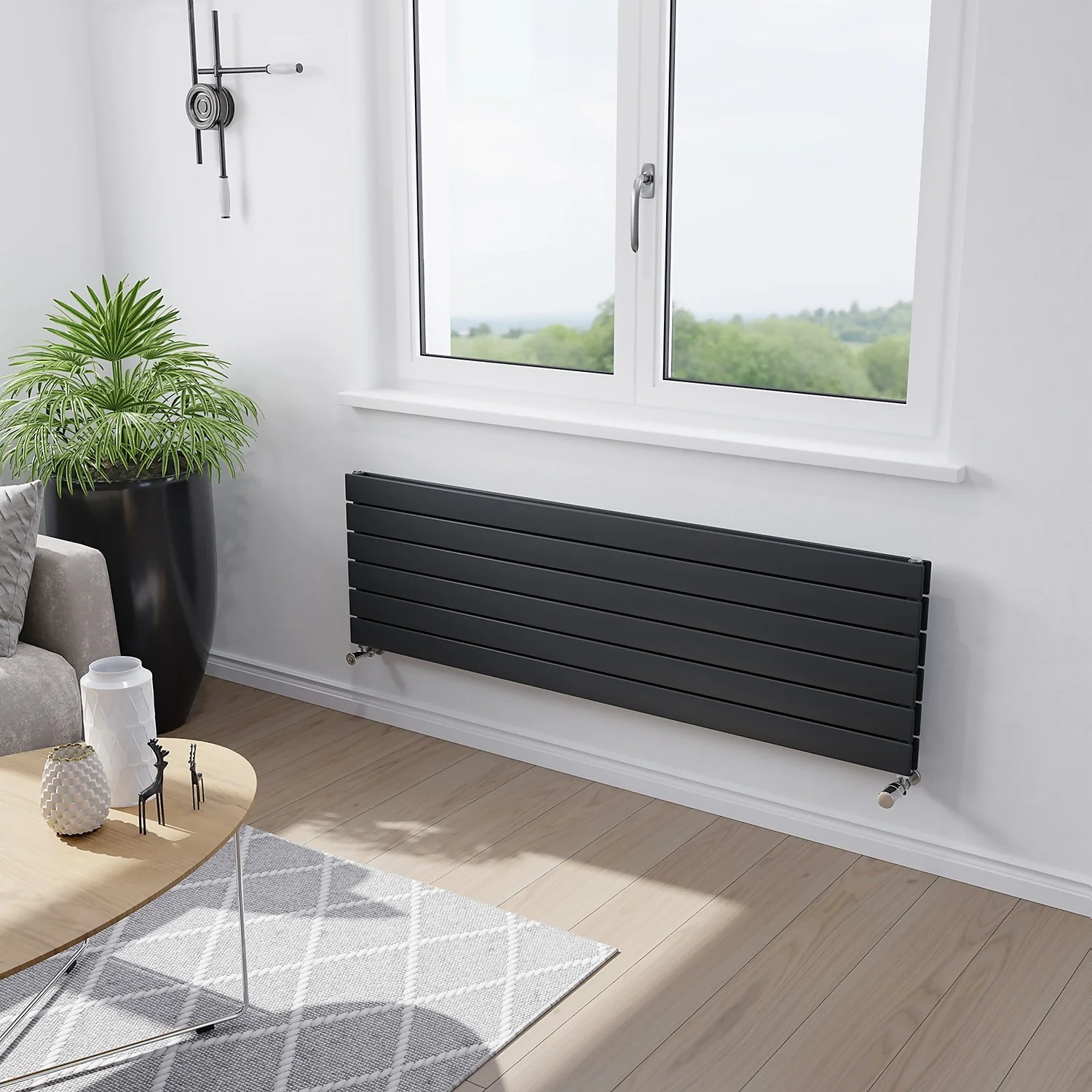 Thames Duplex Horizontal Designer Radiator 445x1500 Anthracite 4 Thames Duplex Horizontal Designer Radiator 445x1500 Anthracite - Image 2