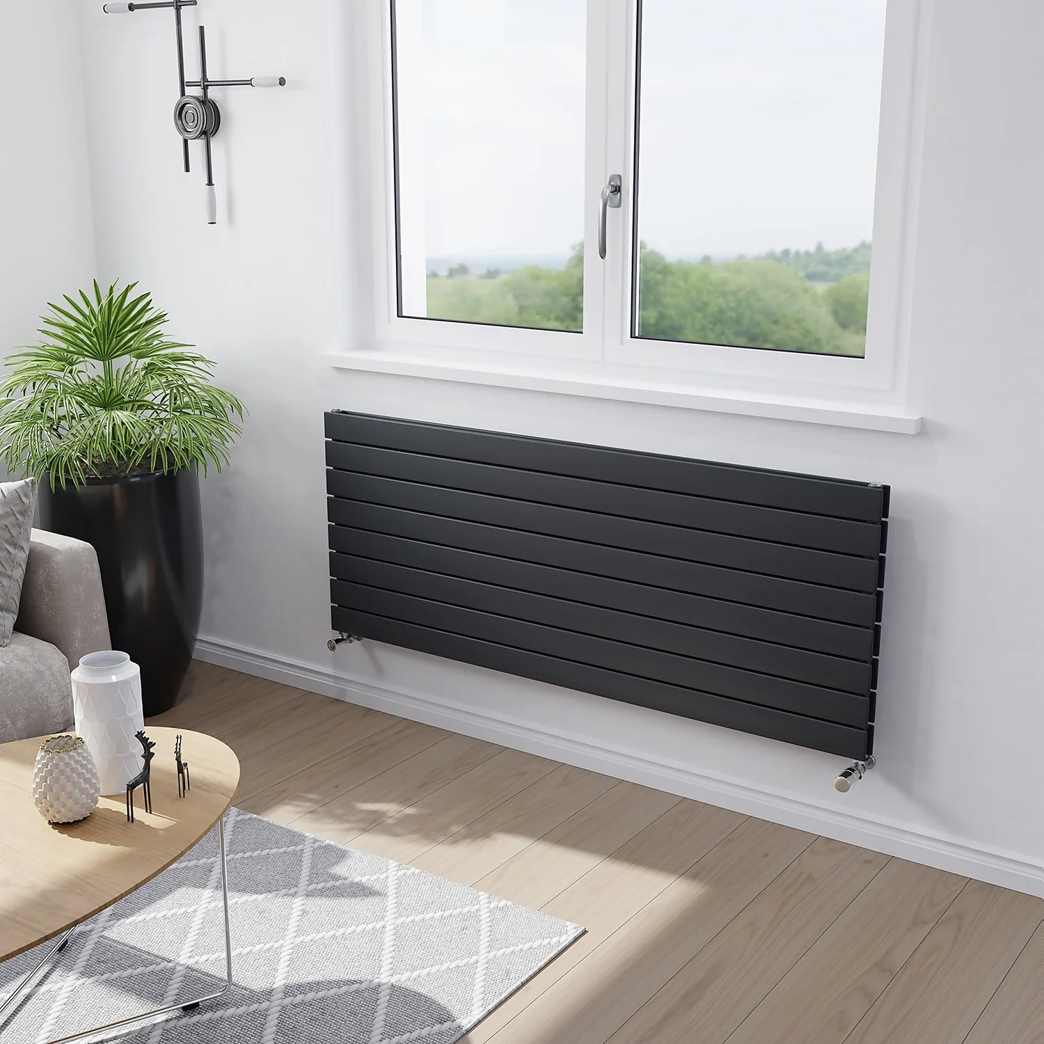 Thames Duplex Horizontal Designer Radiator 595x1500 Anthracite 4 Thames Duplex Horizontal Designer Radiator 595x1500 Anthracite - Image 2