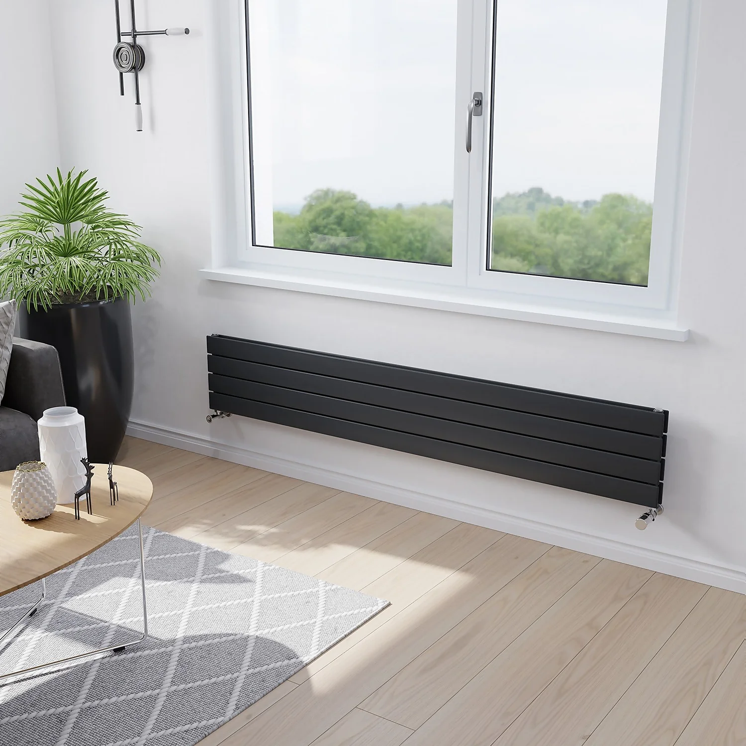Thames Duplex Horizontal Designer Radiator 295x1800 Anthracite 4 Thames Duplex Horizontal Designer Radiator 295x1800 Anthracite - Image 2