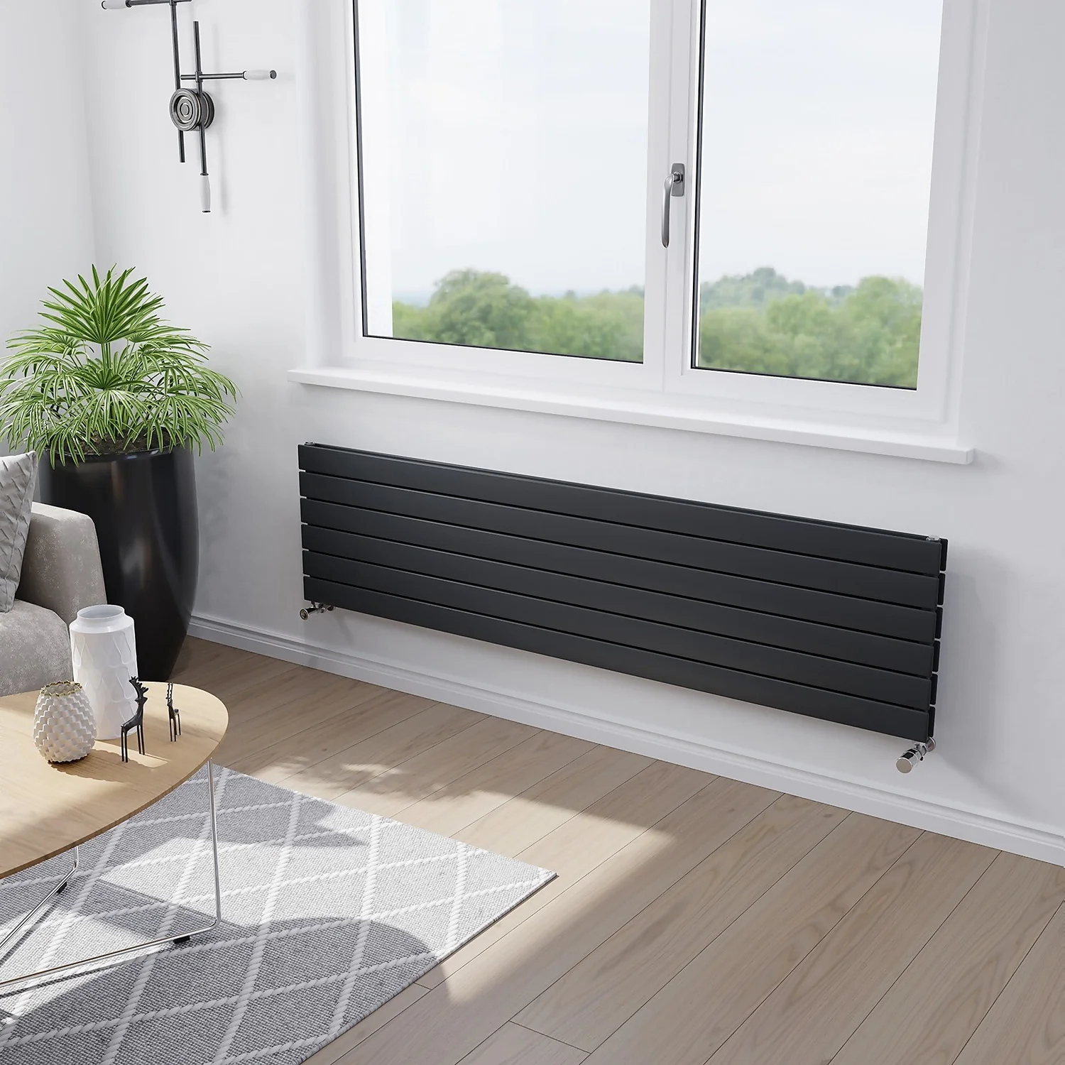 Thames Duplex Horizontal Designer Radiator 445x1800 Anthracite 4 Thames Duplex Horizontal Designer Radiator 445x1800 Anthracite - Image 2