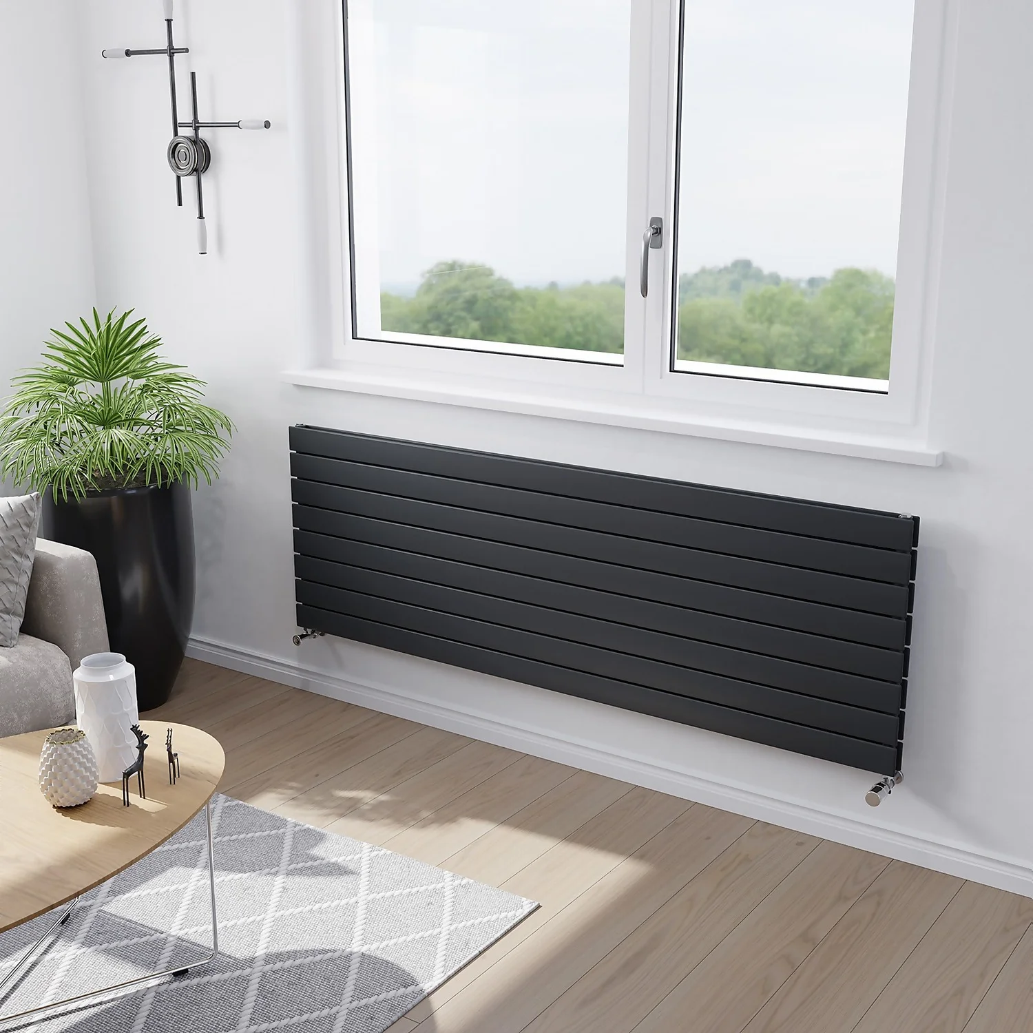 Thames Duplex Horizontal Designer Radiator 595x1800 Anthracite 4 Thames Duplex Horizontal Designer Radiator 595x1800 Anthracite - Image 2