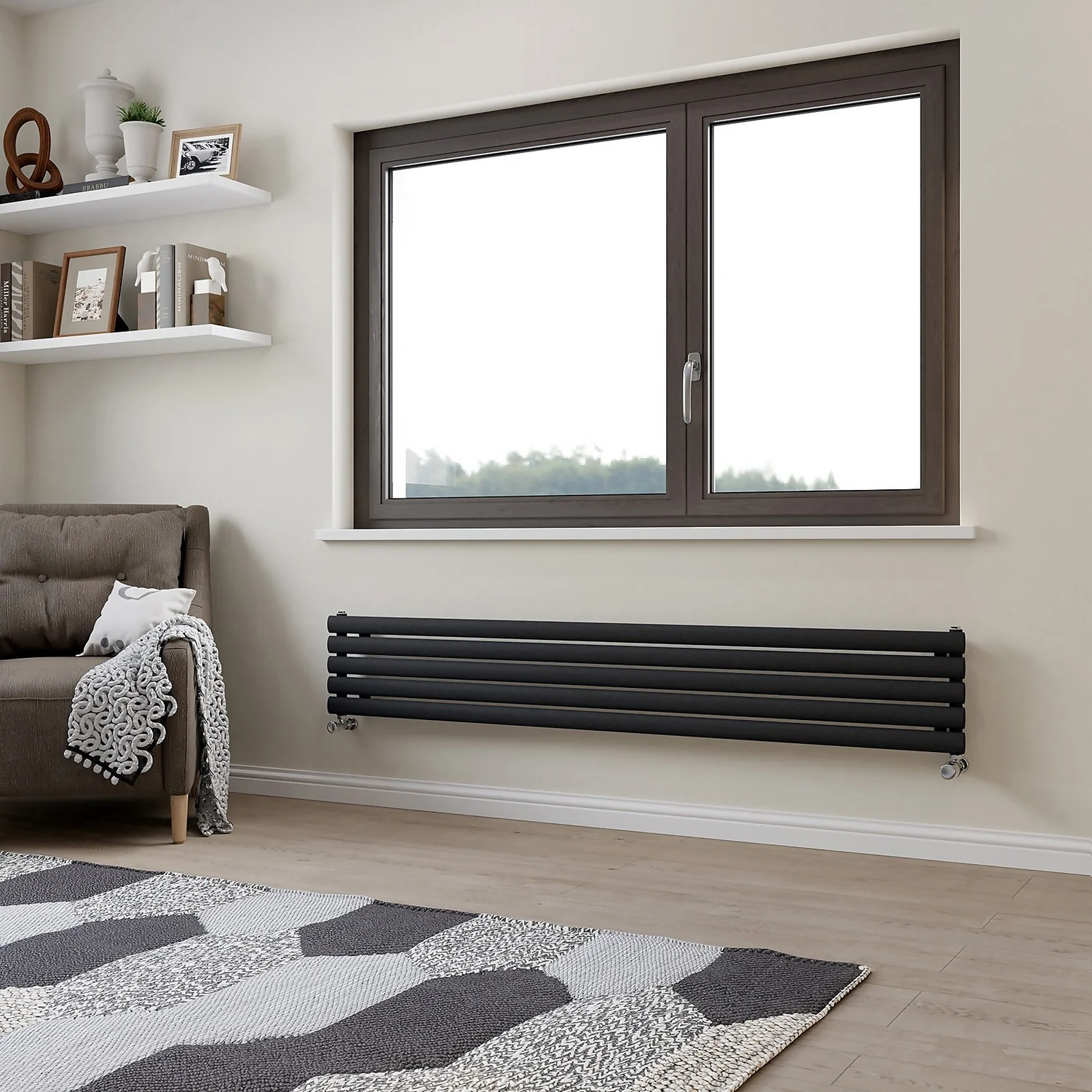 Eden Horizontal Designer Radiator 294x1800 Anthracite 4 Eden Horizontal Designer Radiator 294x1800 Anthracite - Image 2