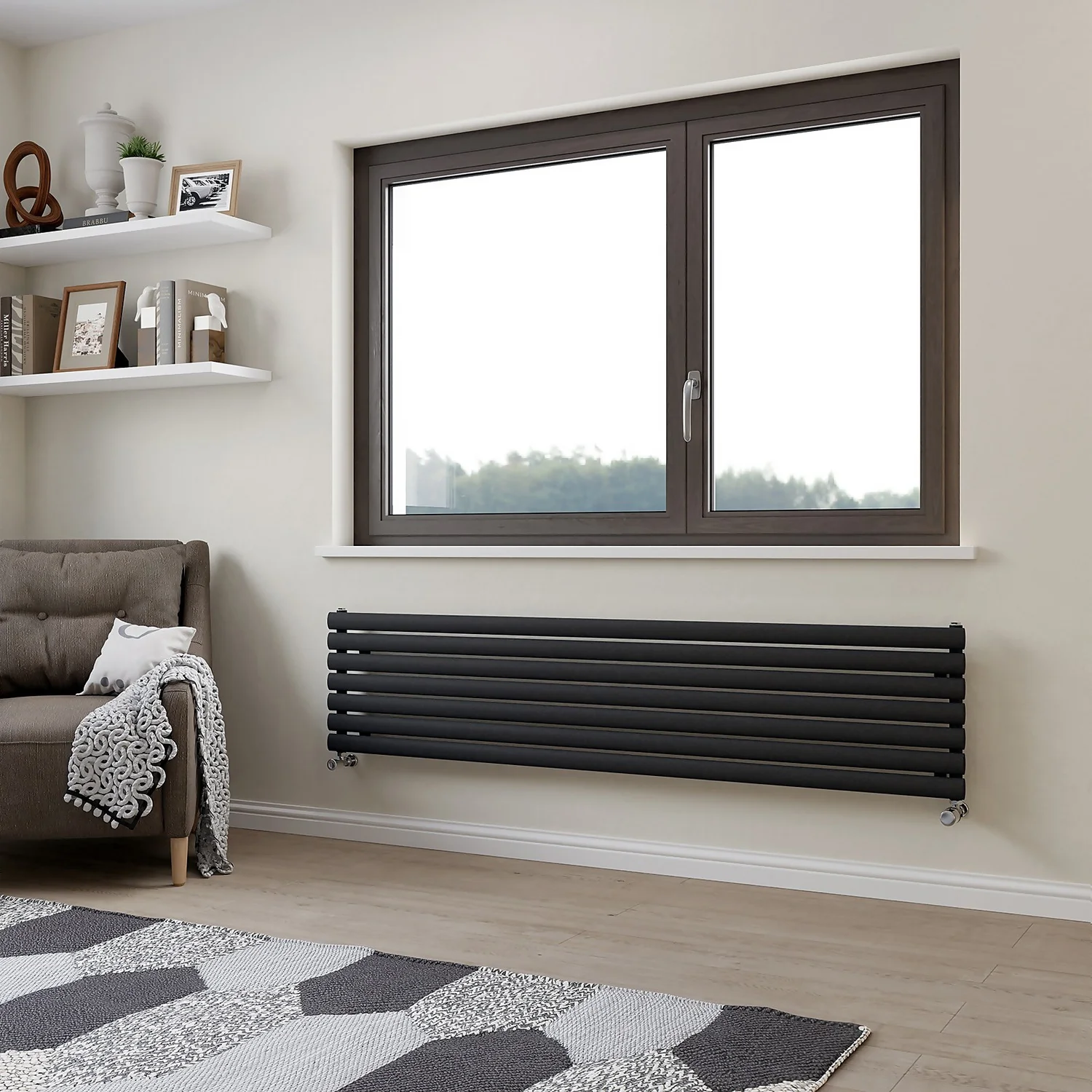 Eden Horizontal Designer Radiator 410x1800 Anthracite 4 Eden Horizontal Designer Radiator 410x1800 Anthracite - Image 2