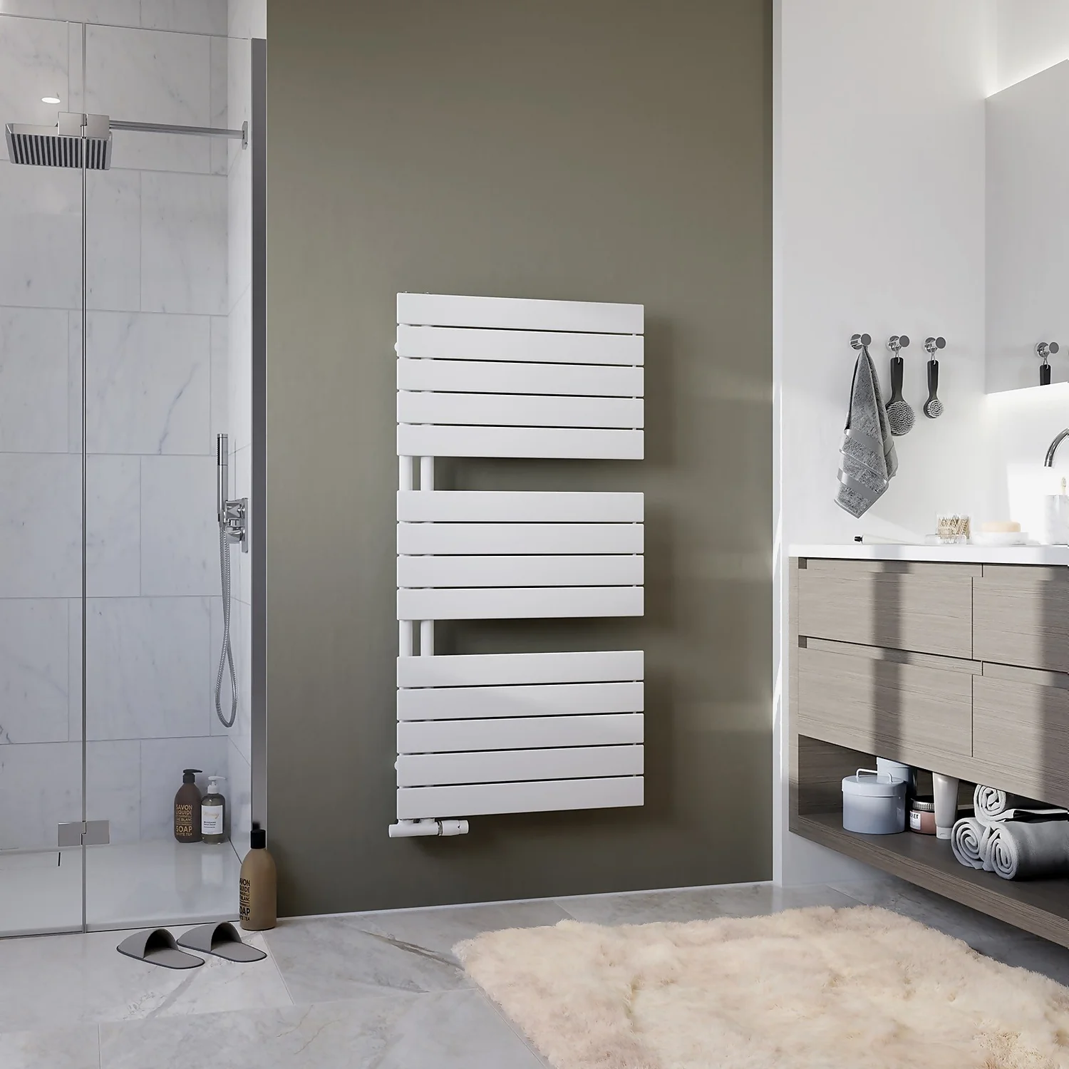 Tees Designer Towel Radiator 1195x600 White 4 Tees Designer Towel Radiator 1195x600 White - Image 2