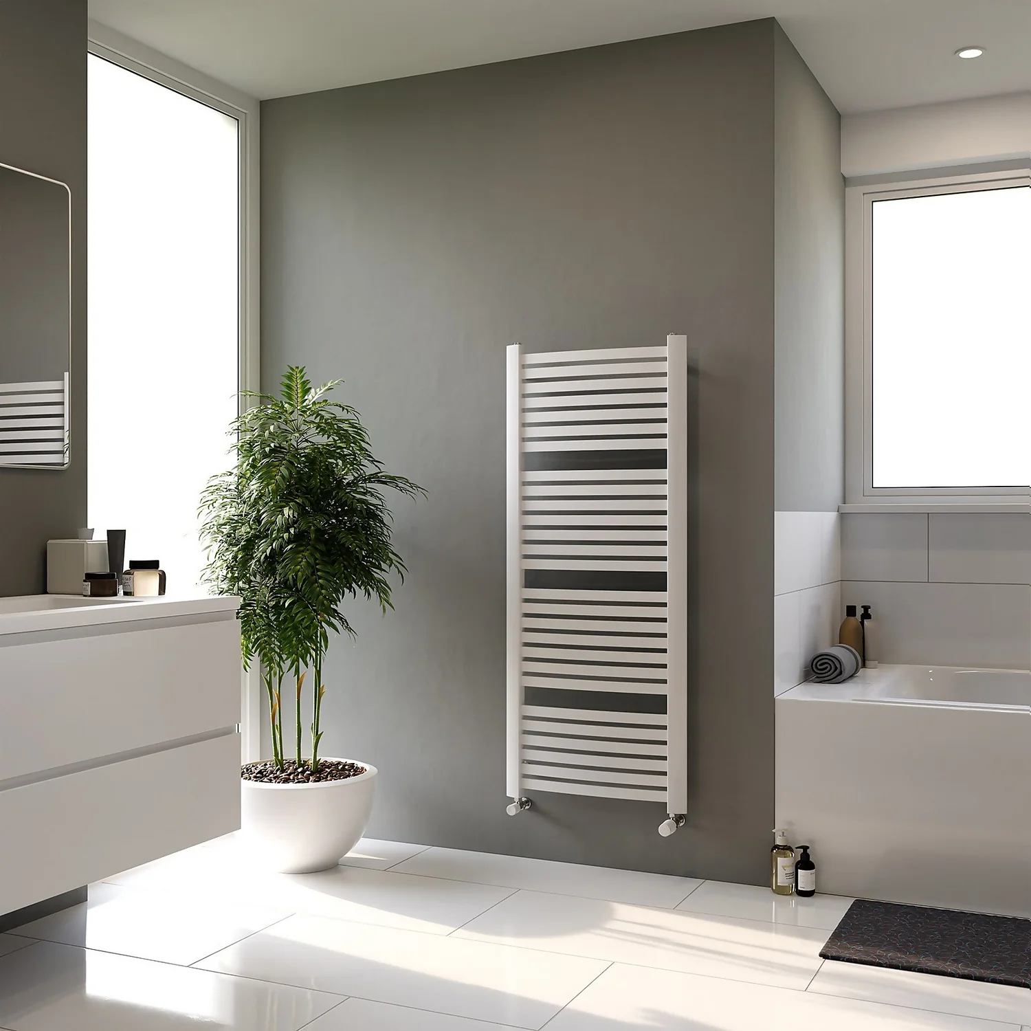 Clyde Designer Towel Radiator 1395x580 White 4 Clyde Designer Towel Radiator 1395x580 White - Image 2