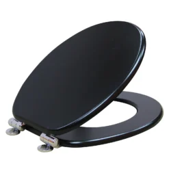 Soft Close Wooden Toilet Seat - Black